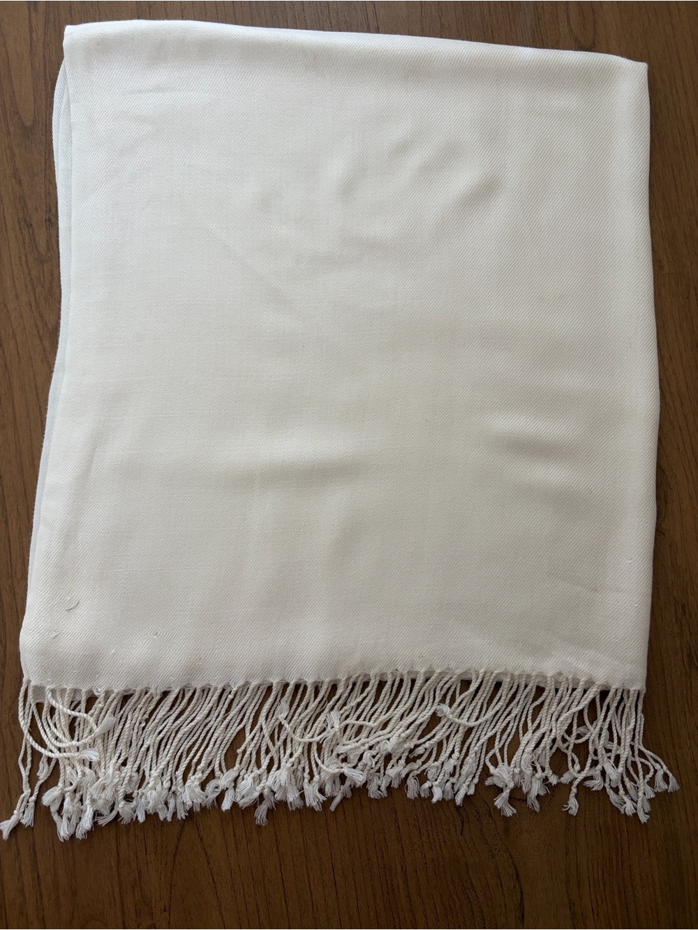 Off White Wrap Scarf with Fringe